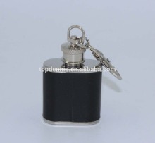 leather covered 1oz stainless steel hip flask