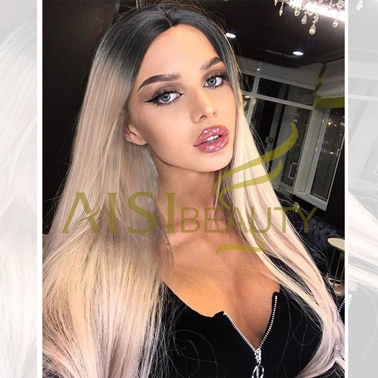 Aisi Beauty 26 Inch Vendor Cheap Multi Color Long Silky Straight Wig Swiss Lace Synthetic Hair For Black Women Lace Front Wig