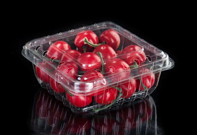 Caja de embalaje de frutas transparente apilable