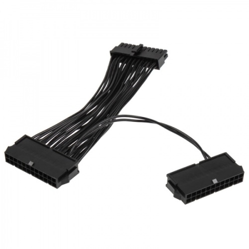 Dual 24 Pin ATX PSU Power Supply Splitter Adapter Cable