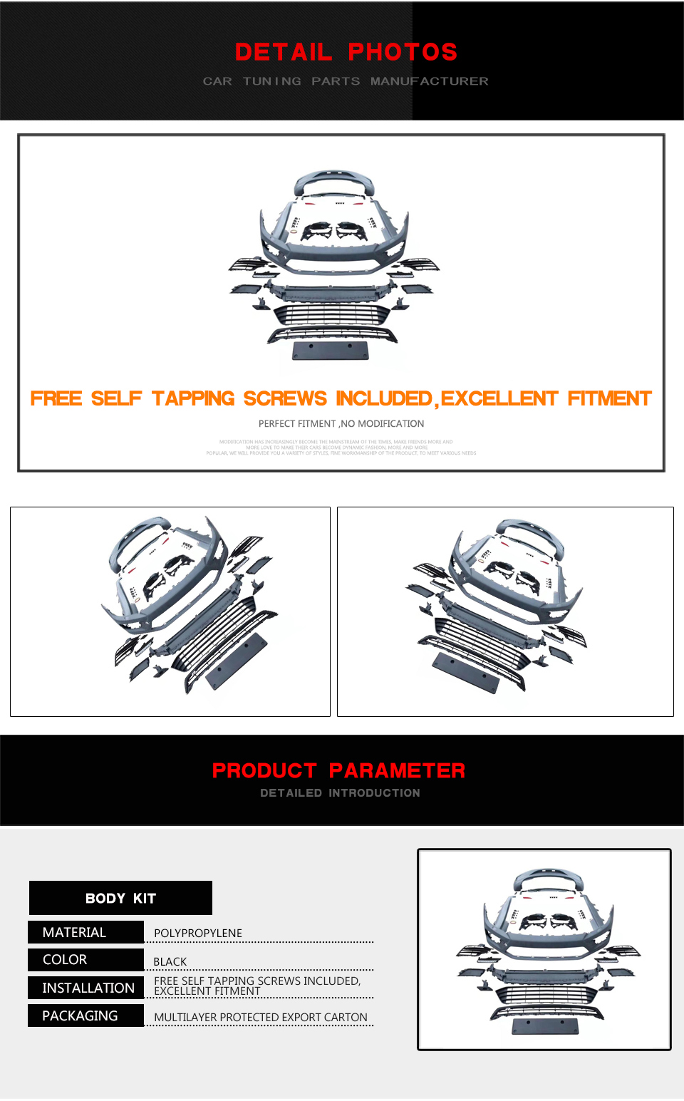 Plastic Car Body Kits for Volkswagen Scirocco 2015-2016 R Style