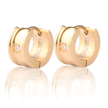 18k Yellow Gold Solitaire Diamond Handmade Jewelry Hoop Earring