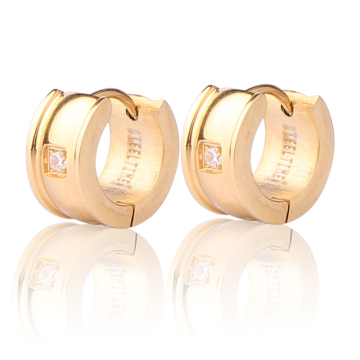 18k Yellow Gold Solitaire Diamond Handmade Jewelry Hoop Earring