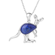 Lapis Lazuli Waterdrop Cabs Silver Kangaroo Pendant Necklace 60CM Chain
