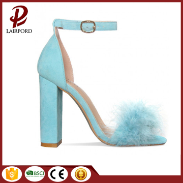 high heel chunky women sandals with fur