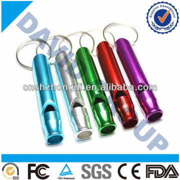 Assorted color mini metal whistle keyring