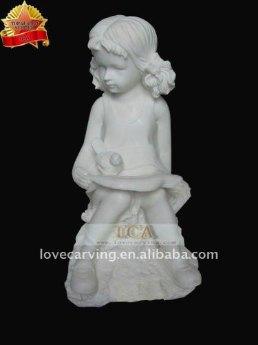 white marble child girl sculpture statue RCH0066