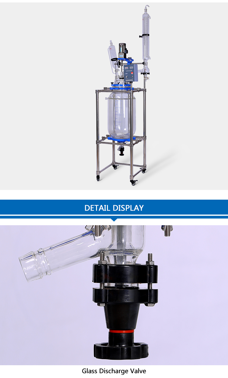 Factory Price Big Lab Jacketed Glass Polymerization Reactor 