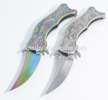 Folding Dragon Pattern Colorful Titanium Pocket Knives