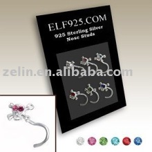 red gem skull nose piercing jewelry