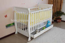 Solid Wood Material Crib Type baby crib with storage drawer