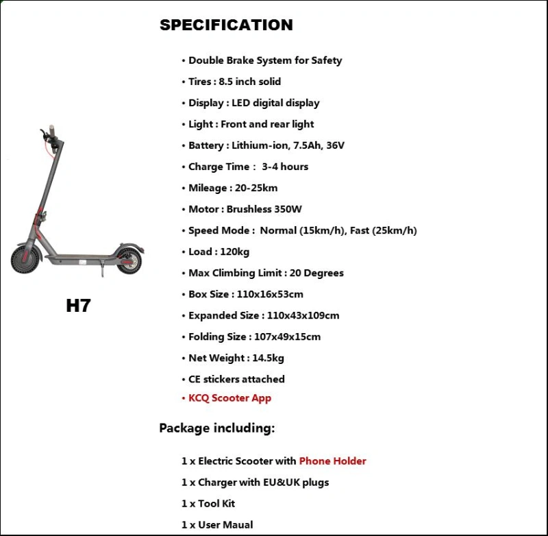 EU Warehouse 48V 350W Two Wheel Scooter/Cheap Foldable Samll Electric Scooter/Good Battery Self-Balancing Monopattino Elettrico