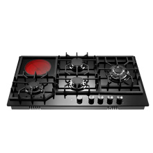 built-in 5 burner gas hob cooker with induction