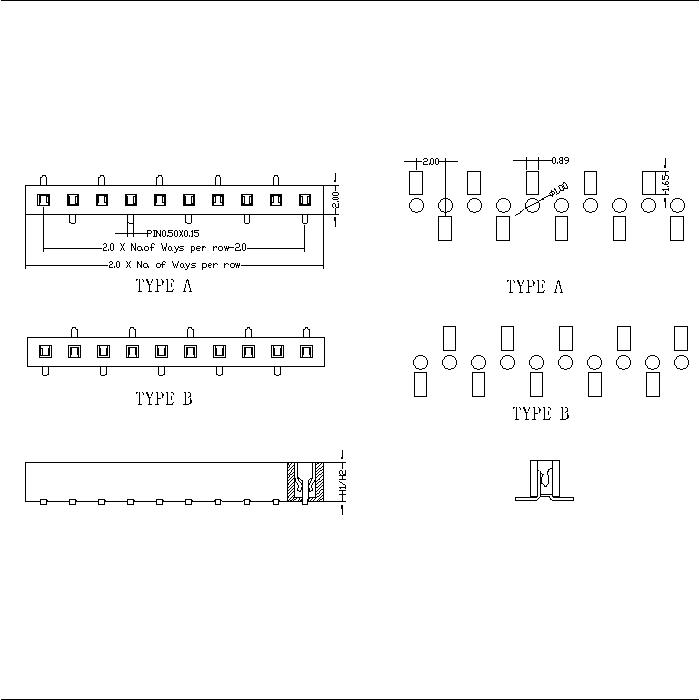 FHDM08-XXS 2.0 mm Female Header Single Row SMT Type H2.0 Bottom ENTRY