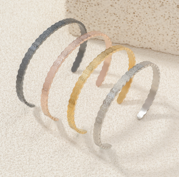 Fashion Islamic Jewelry Allah Gold Bangles Ayatul Kursi Arabic Cuff Stainless Steel for Women Men Islam Eid Ramadan Gifts