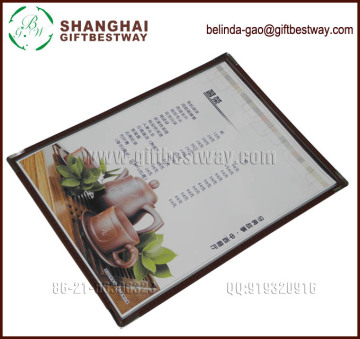 Factory price Transparent clear menu holder, 8 views menu cover, vinyl booklet menu cover