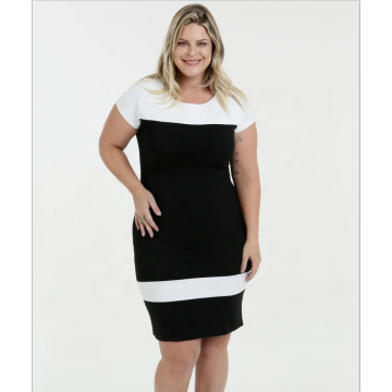 O-Ausschnitt Kurzarm Kleid Plus Size Kleid