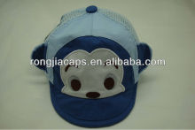 Monkey embroidery eye boy's 100% cotton baby cap