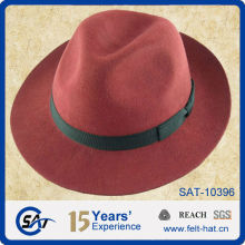 red pure wool felt Indiana Jones Hat with black ribbon