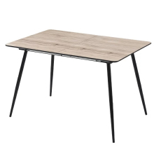 Rustic Melamine Top Metal Leg Extension Breakfast Dining Table