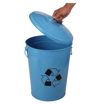 23L Eco-friendly Blue Trash Can with Lid