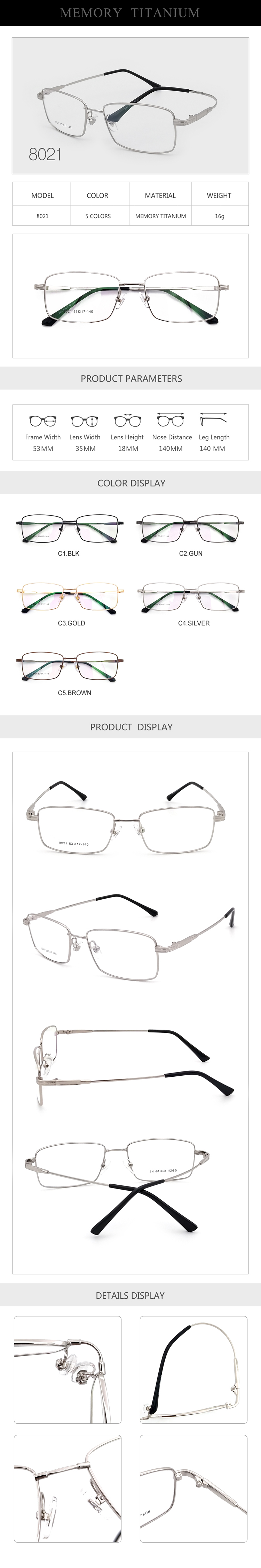 Memory flex titanium eyeglasses optical frame square optical frames eyeglasses metal spectacle frames eyeglasses