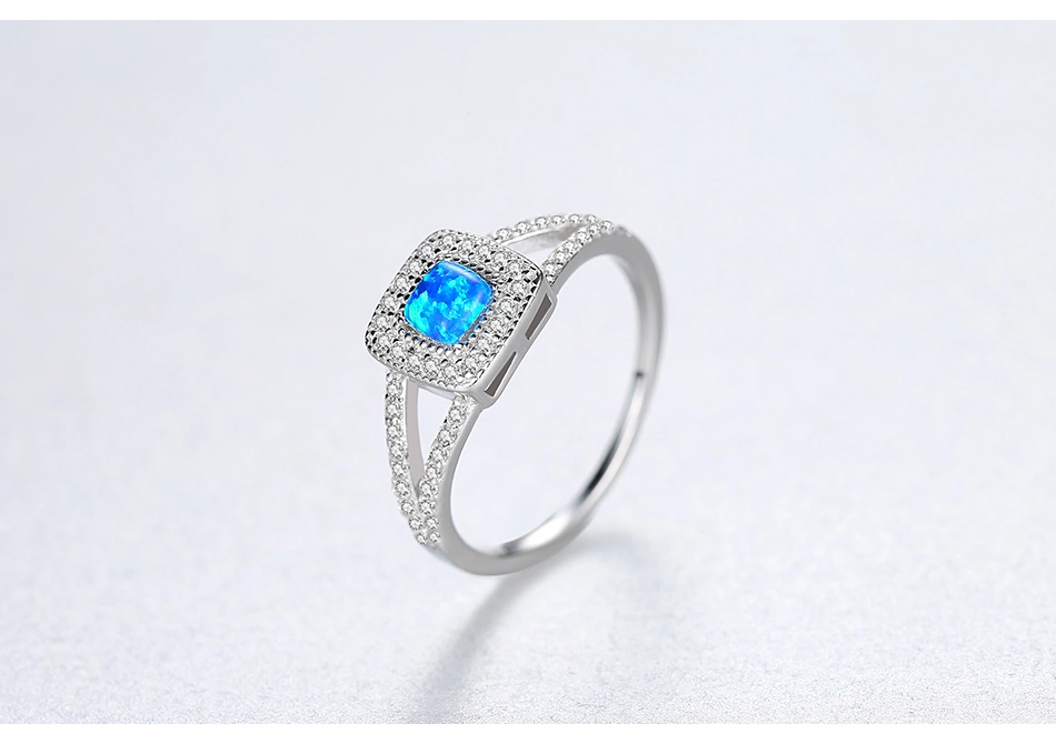 Genuine 925 Sterling Silver CZ Engagement Fire Opal Rings