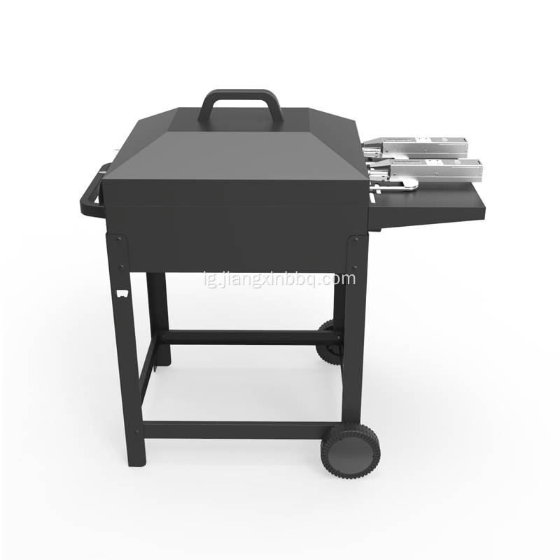 Trolley Charcoal BBQ nwere akụkụ shelf