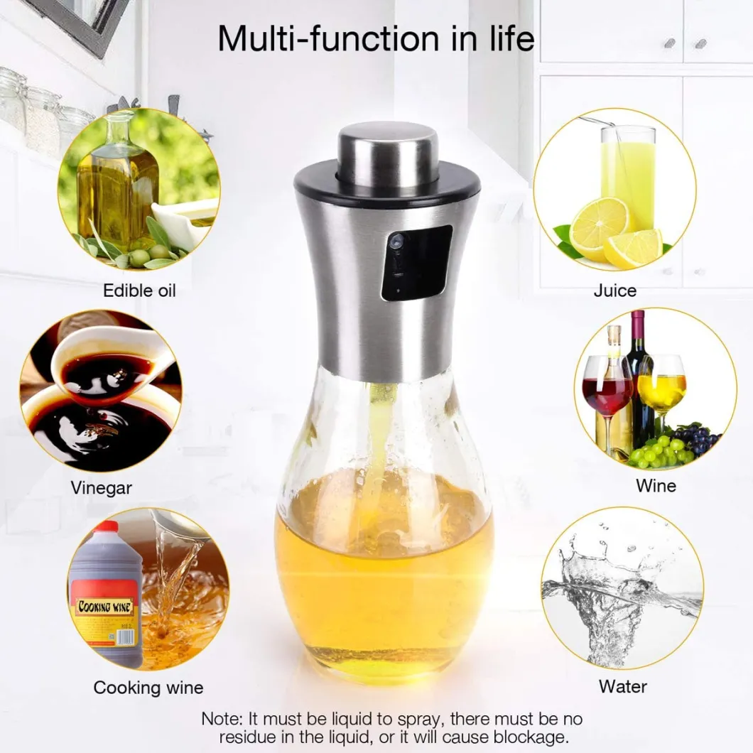 New Product Capacity Kitchen Cooking Oil Bottle Spray Vinegar Glass Bottle Stainless Steel Olive Oil Sprayer Bottle