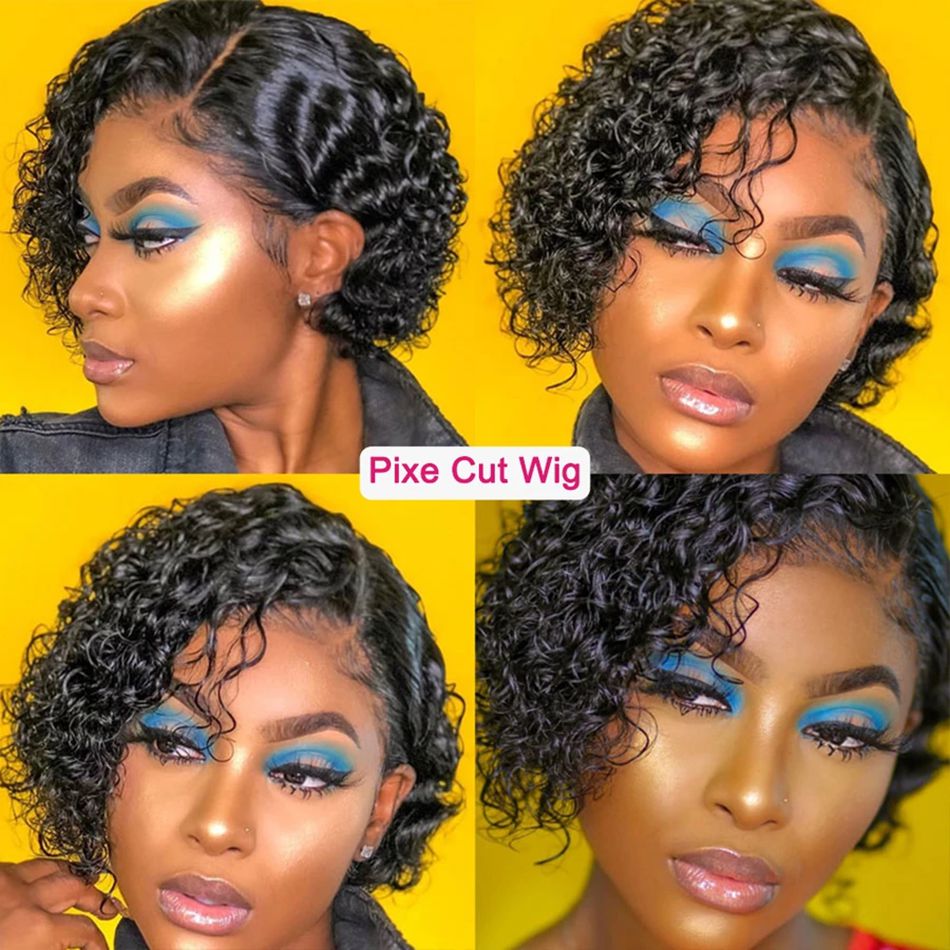 Perruque Pixie Cut Wig Human Hair Curly Bob Short Pixie Cut Lace Wig Bleached Knots Lace Frontal 13x4 Pixie Wig With Baby Hair