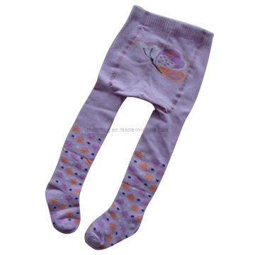 Baby Girl Cotton Tights with Bufferfly Jacquard T-45