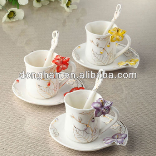 high quality franze porcelain mugs with saucer and spoon