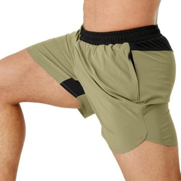 Elastiska midjesportshorts med ficka för män