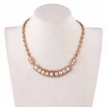 Moon Shape Pendant Noble Pearl Rhinestone Necklaces
