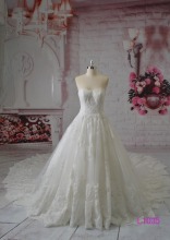 wedding dress corset bodice applique lace long train tulle material 2016 desigh dresses