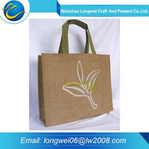custom logo blank jute tote bags/jute shopping bag