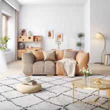 Modern Minimalist Upholstered Luxurious Fabric 2-Seater Sofas