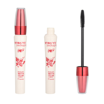 Concise White And Red Plastic Mascara Tube