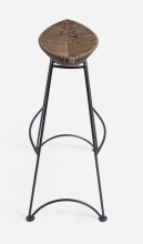 Modern rattan seat with iron base footrest barstool