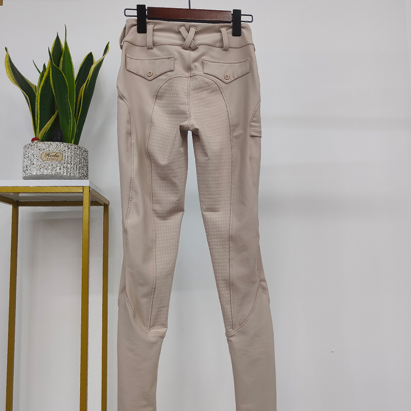 Khaki Button Horse Marcaíocht Capall Breeches Lógó Saincheaptha