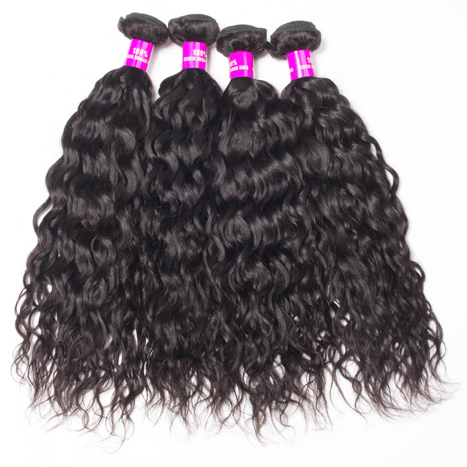 Hair bundles water wave 10A 12A hair weft vendor lace frontal deep wave wig body straight hair closure