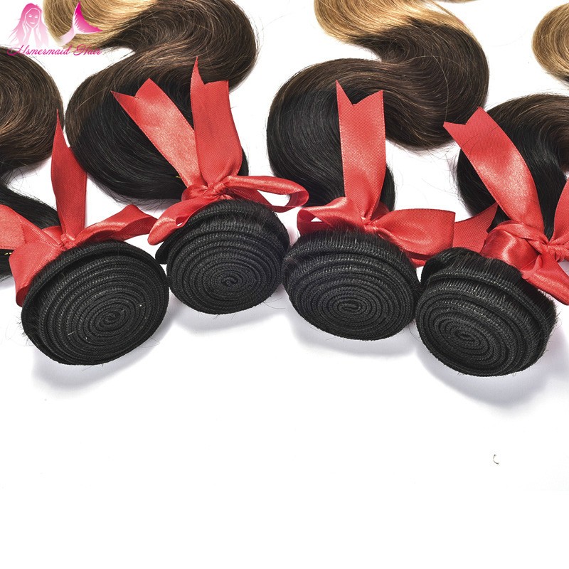 Virgin Peruvian Hair 7A grade Three Tone Ombre color Body Wave human hair bundles