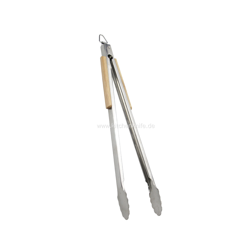 20 Inch Extra-long Wooden Handle BBQ Tongs
