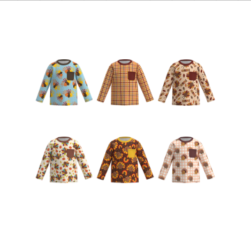 Customizable Thanksgiving Turkey Print Long Sleeve T-Shirt for Baby Boys: Fall and Winter Collection