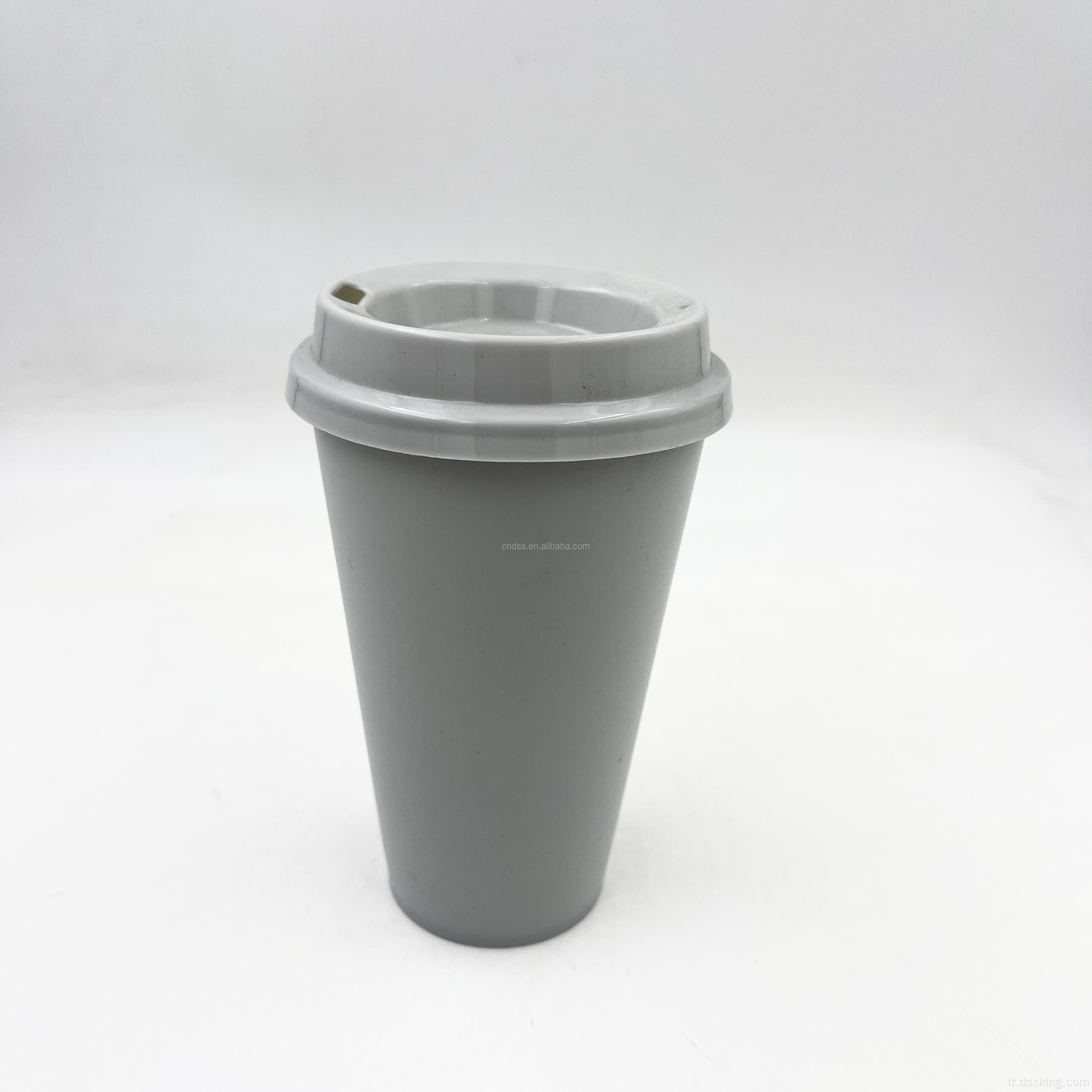 Tasse de voyage à double mur pp 16oz 500 ml tasses en plastique tasse de café réutilisable avec couvercles