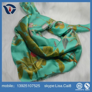 Silk Scarf Digital Printed Bright Color Square Silk Scarf