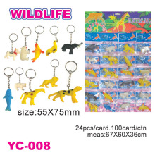 Plastic Rubber Wild Animal Keychain Toys/Giraffe Keychain/Tiger Keychain