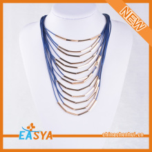 18K Gold Rope Chain Necklace Fashion Blue Rope Chain Necklace Jewelry