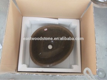 high quality river stone vessel sink,polished sink