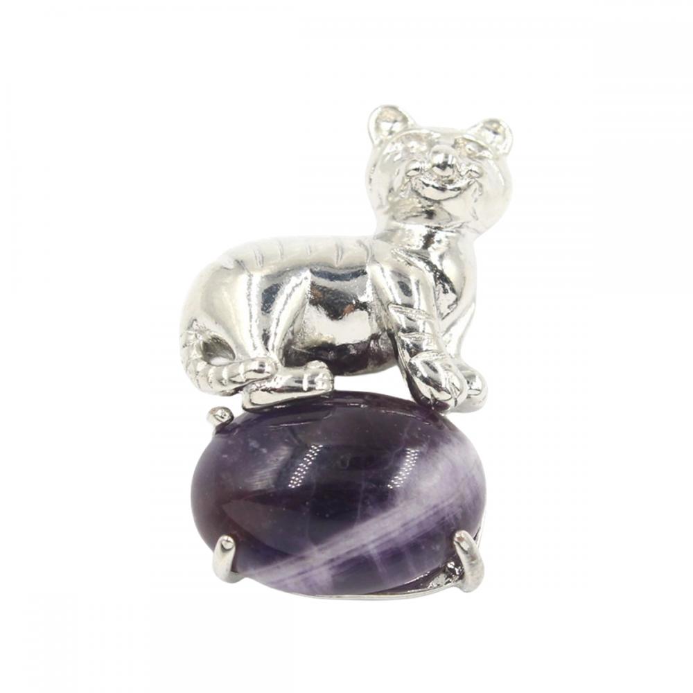 Gemstone Silver Tiger Gemstone Pendiente-32x22x8mm Pendientes de cristal de piedra natural para joyas de bricolaje